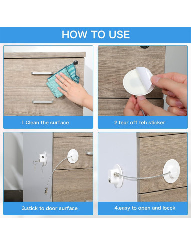 Cerraduras de Seguridad para Refrigerador Hotop - 8 Piezas con 10 Llaves