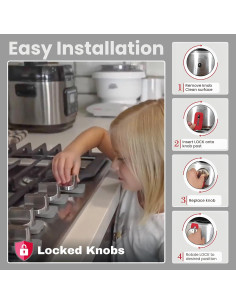 Bloqueos de Perilla de Estufa a Prueba de Niños Vadiff Gris - 5 Piezas 2