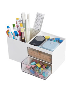 Organizador de Escritorio LETURE Blanco con Cajón 6 Compartimentos