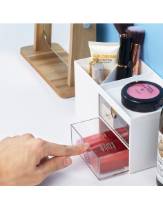 Organizador de Escritorio LETURE Blanco con Cajón 6 Compartimentos 2