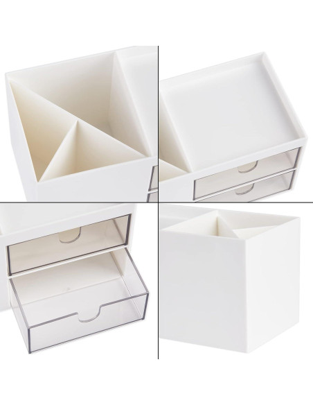 Organizador de Escritorio LETURE Blanco con Cajón 6 Compartimentos