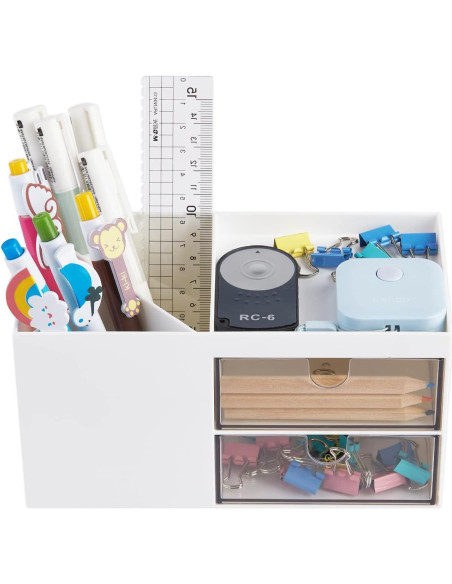 Organizador de Escritorio LETURE Blanco con Cajón 6 Compartimentos