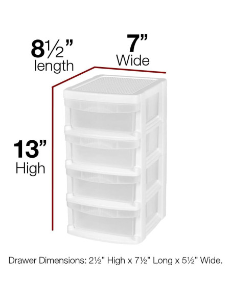 Organizador de Escritorio Apilable Tribello 4 Cajones Blanco