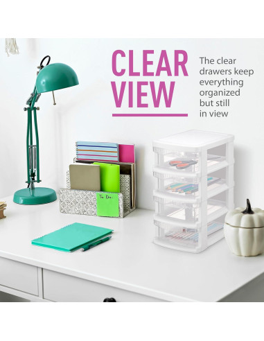Organizador de Escritorio Apilable Tribello 4 Cajones Blanco