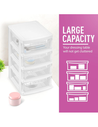 Organizador de Escritorio Apilable Tribello 4 Cajones Blanco