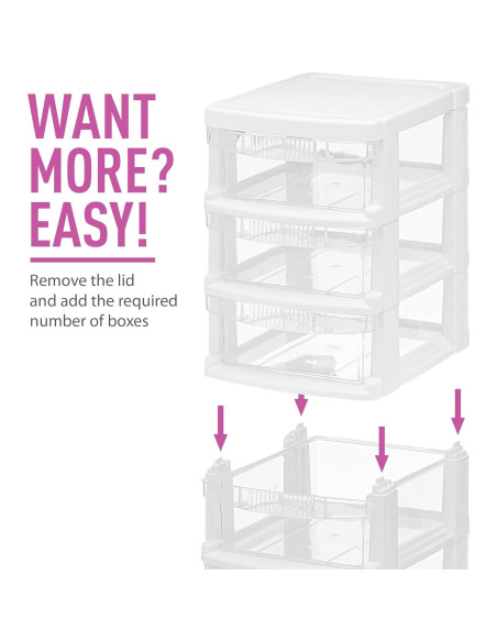 Organizador de Escritorio Apilable Tribello 4 Cajones Blanco