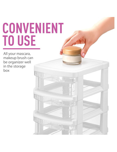 Organizador de Escritorio Apilable Tribello 4 Cajones Blanco