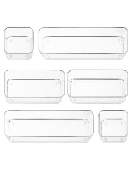 Organizadores de Cajones de Plástico Transparente Primebox - 6 Piezas Organizadores de Cajones de Plástico Transparente Primebox - 6 Piezas