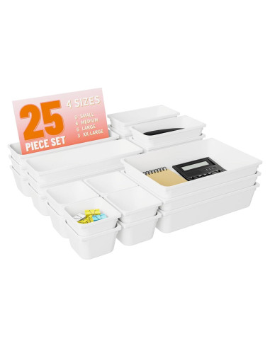 Juego de Organizadores de Cajones SuoXing 25 Piezas Blanco