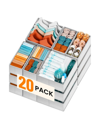 Organizadores de Cajones Criusia 20 Paquete Tela Gris 9.7 cm