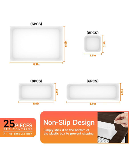 Juego de Organizadores de Cajones SuoXing 25 Piezas Blanco