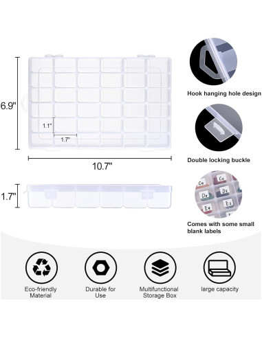 Cajas organizadoras de plástico AOZITA 36 compartimentos 2 unidades