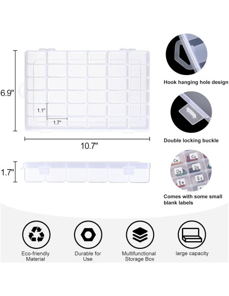 Cajas organizadoras de plástico AOZITA 36 compartimentos 2 unidades