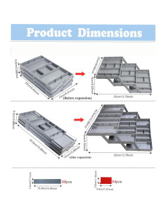 Organizador de Cajones Yeeyuue 3 Niveles Plegable Gris 2