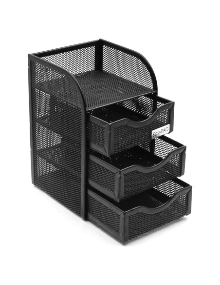 Organizador de Escritorio EasyPAG con 3 Cajones, Metal Negro