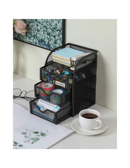 Organizador de Escritorio EasyPAG con 3 Cajones, Metal Negro