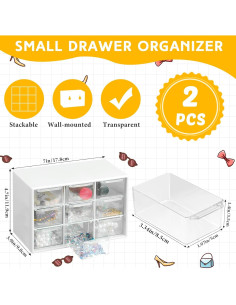 Organizador de Escritorio Wenqik 2 Pcs con 9 Cajones Transparentes 2