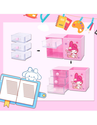 Organizador de Oficina Roffatide Anime Rosa 14x7x8cm