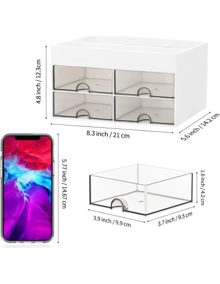 Organizador de Escritorio LETURE Blanco con Cajones y Compartimentos