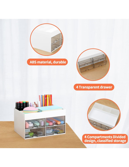 Organizador de Escritorio LETURE Blanco con Cajones y Compartimentos