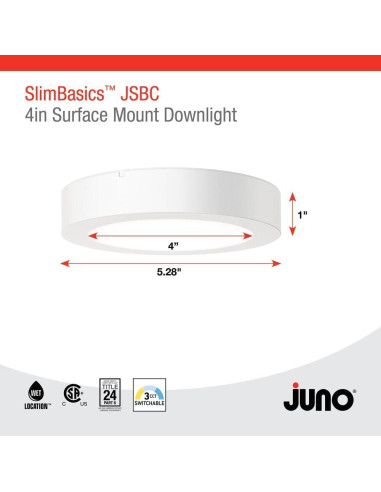 Luz de Techo LED Juno Slim Basics 10.16 cm Biselada 3000K-5000K