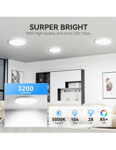 Luz de Techo LED Empotrada WKONCLDY 30 cm 3200lm 5000K 6P 2