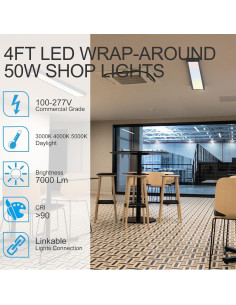 Lámpara LED Lightdot 4FT 50W 7000LM 8Pack Negro 3CCT 2