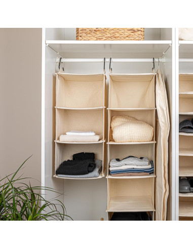 Organizador de Closet Colgante Household Essentials 3 Estantes Algodón