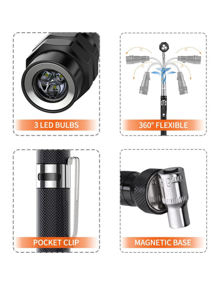 Linterna Magnética Telescópica Veitorld LED 360 para Hombre