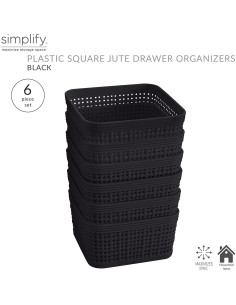 Conjunto de 6 Cestas Cuadradas Simplify - Almacenamiento Negro 2