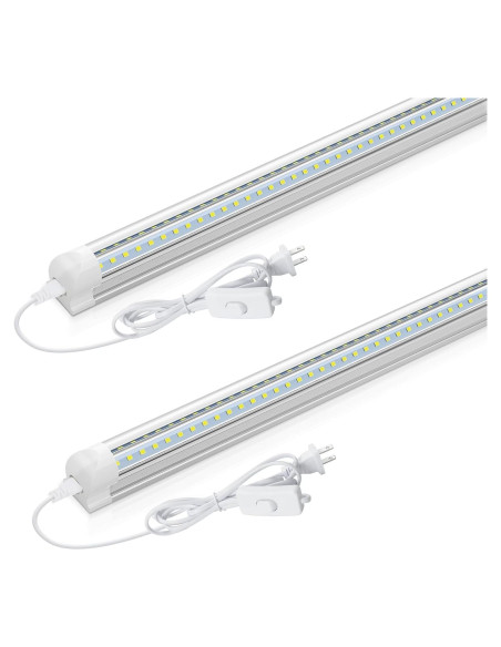 Luz LED T8 CNSUNWAY 2FT 20W 3000LM 6500K Enlazable - 2 Paquete