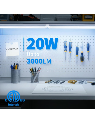 Luz LED T8 CNSUNWAY 2FT 20W 3000LM 6500K Enlazable - 2 Paquete