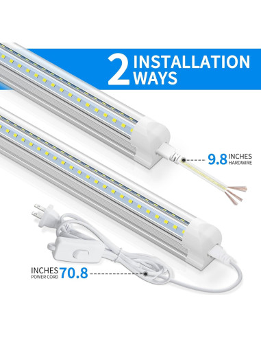 Luz LED T8 CNSUNWAY 2FT 20W 3000LM 6500K Enlazable - 2 Paquete