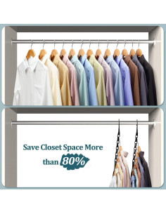 Perchas Mágicas AMKUFO 6 Piezas Ahorro de Espacio Negro 2