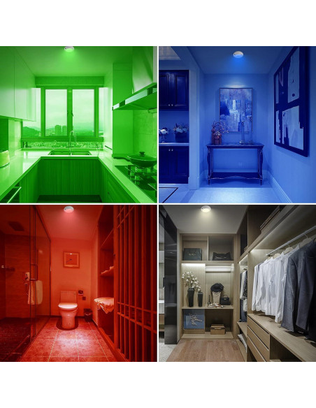 Luz de Techo LED BIGLIGHT a Batería, Control Remoto, 12 Colores, 300 Lúmenes, Paquete de 2