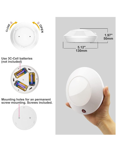 Luz de Techo LED BIGLIGHT a Batería, Control Remoto, 12 Colores, 300 Lúmenes, Paquete de 2