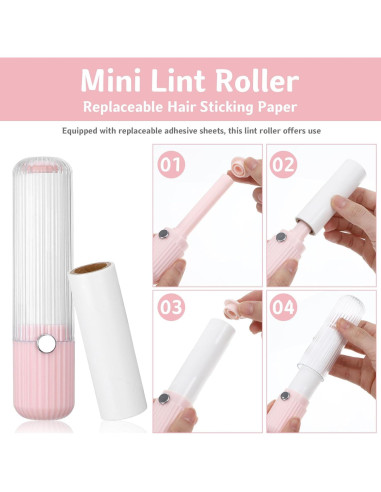 Mini Rodillo Quitapelusas Portátil Hpmjz 14x3.2 cm 1 Mango + 5 Recambios