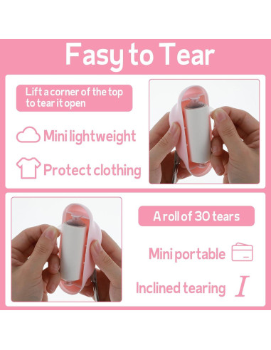 Mini Rodillo Quitapelusas Portátil Tyqour Rosa 150 Hojas