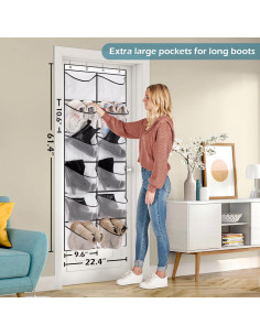 Organizador de Zapatos Colgante KIMBORA 12 Bolsillos Malla Blanco 2