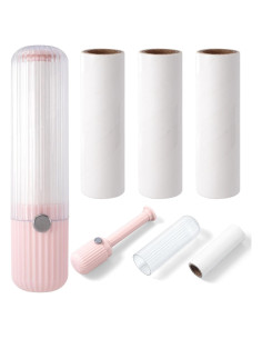 Rodillo Quitapelusas Pndeyo Rosa Portátil 120 Hojas Adhesivas
