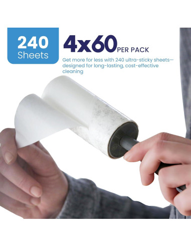 Rodillos Quitapelusas para Mascotas Caretta - 4 Rodillos 240 Hojas