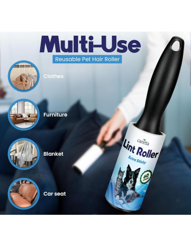 Rodillos Quitapelusas para Mascotas Caretta - 4 Rodillos 240 Hojas