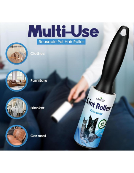 Rodillos Quitapelusas para Mascotas Caretta - 4 Rodillos 240 Hojas