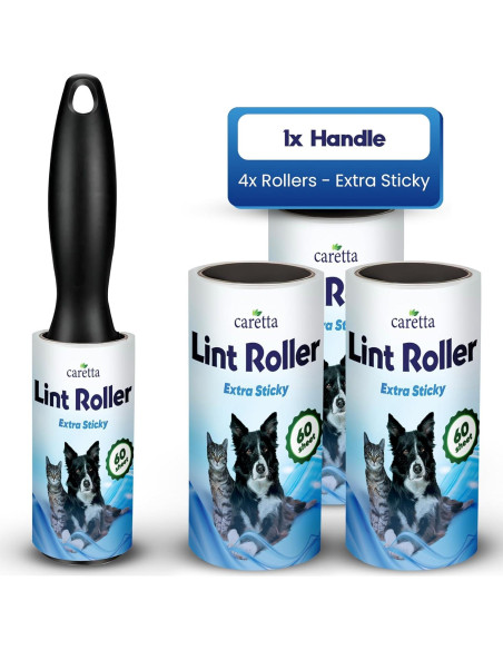 Rodillos Quitapelusas para Mascotas Caretta - 4 Rodillos 240 Hojas