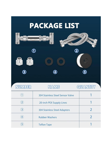 Kit Válvula Sensor Acero Inoxidable 304 Moonshan 50,8 cm