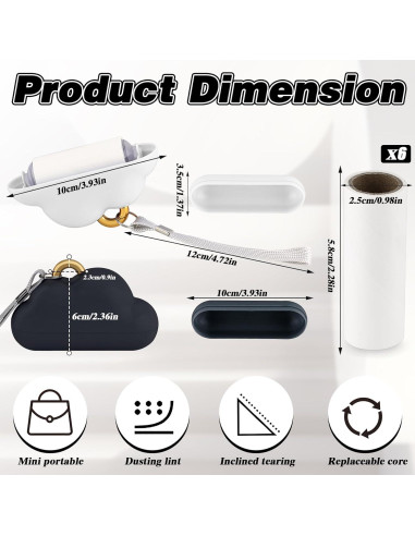 Paquete de 2 Rodillos Quitapelusas Quxddy Portátiles 9x6.5cm