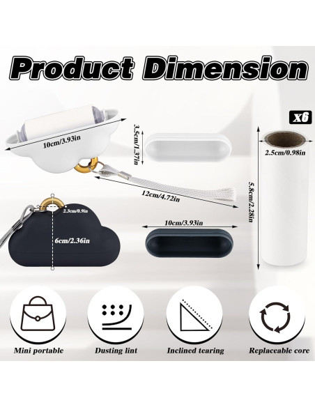 Paquete de 2 Rodillos Quitapelusas Quxddy Portátiles 9x6.5cm