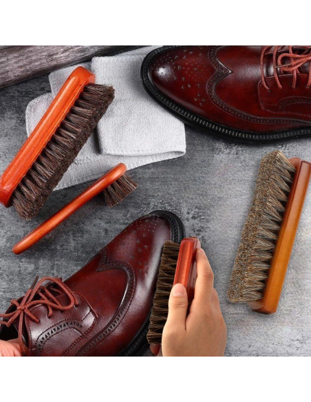 Cepillo para zapatos Liwidon 2 piezas crin de caballo 13.5cm
