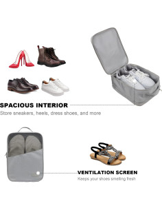 Bolsa de Viaje para Zapatos Emissary - Impermeable, 3 Pares, Gris 2