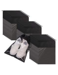 Paquete de 24 bolsas de zapatos portátiles negras 32x44 cm